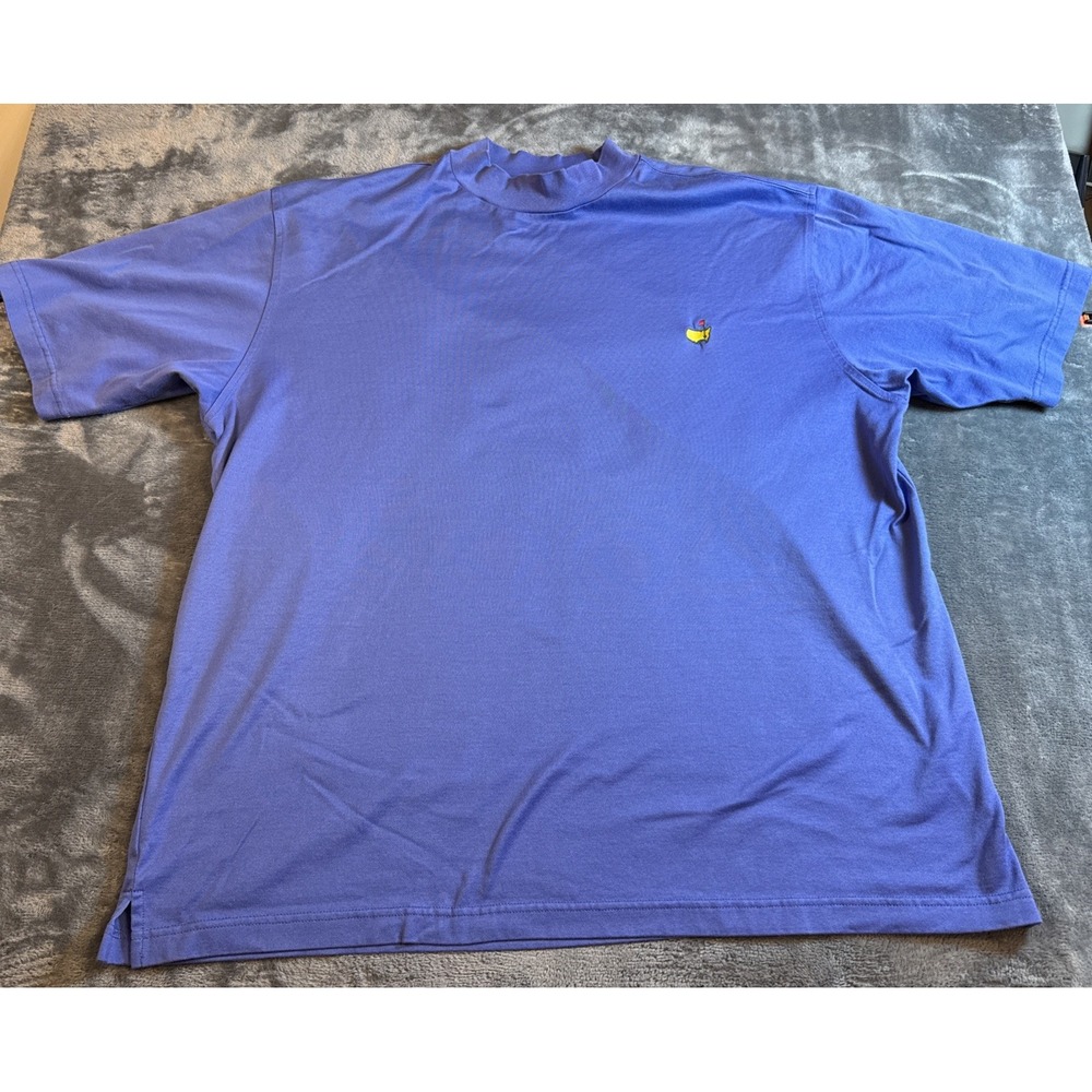Amen Corner Masters Blue Performance Short Sleeve Mockneck Golf Shirt XL
